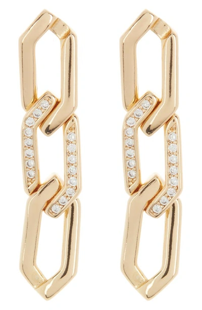 Sterling Forever Kinslee Cz Linear Drop Earrings In Gold