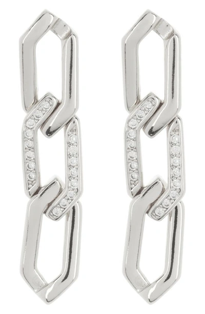 Sterling Forever Kinslee Cz Linear Drop Earrings In Silver
