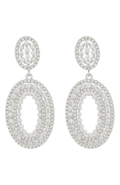 Sterling Forever Eira Cz Drop Earrings In Silver