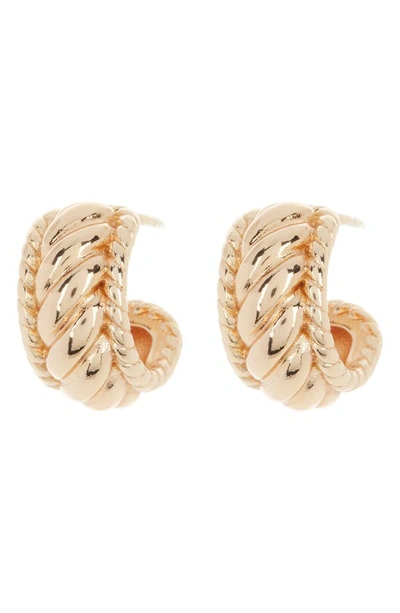 Sterling Forever Kalina Quilted Huggie Hoop Earrings In Gold