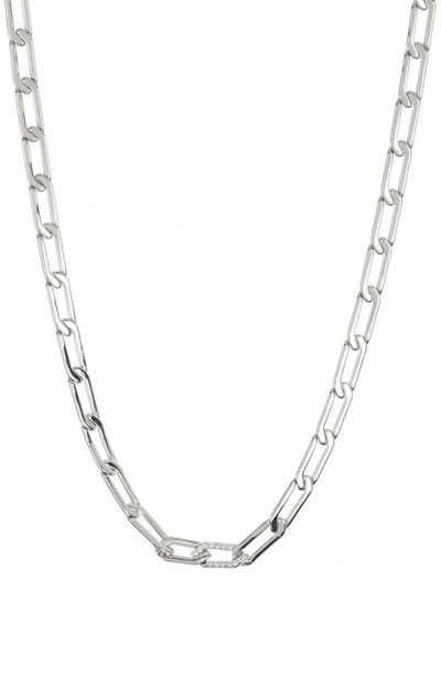 Sterling Forever Kinslee Cz Chain Necklace In Metallic