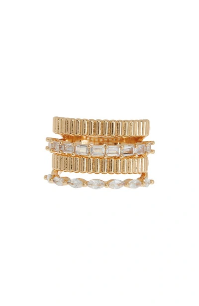 Sterling Forever Odette Cz Stacked Ring In Gold