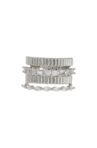 Sterling Forever Odette Cz Stacked Ring In Silver