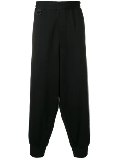 Y-3 Side-stripe Cotton-blend Track Trousers In Black