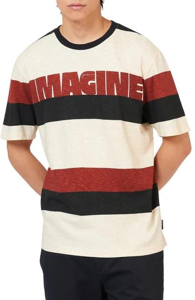 Ben Sherman Imagine Relaxed Fit Block Stripe Graphic T-shirt In Ivory