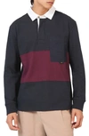 Ben Sherman Colorblock Utility Cotton Rugby Shirt In Black