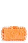 Cult Gaia Eos Beaded Acrylic Box Clutch In Papaya