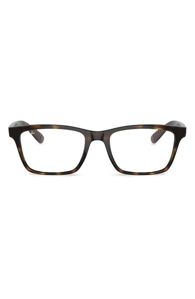 Ray Ban 53mm Rectangular Optical Glasses In Dark Havana