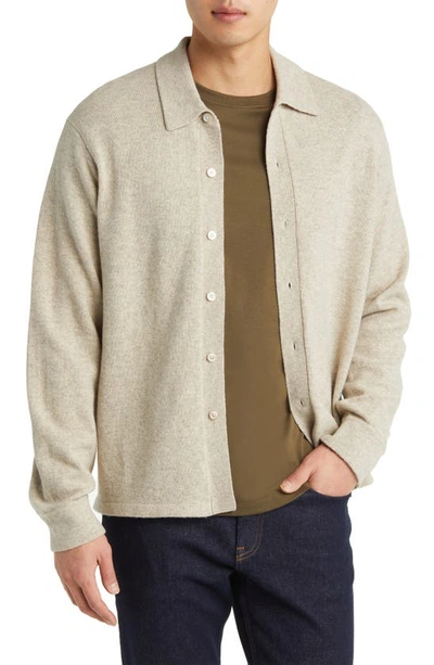 Buck Mason Heritage Merino Wool Button-up Sweater In Warm Heather Oat