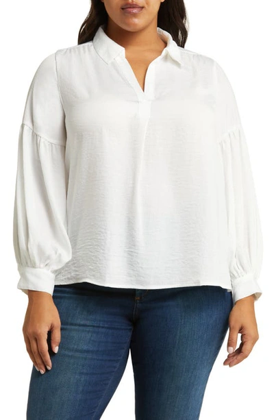 Vince Camuto Split Neck Balloon Sleeve Top In New Ivory