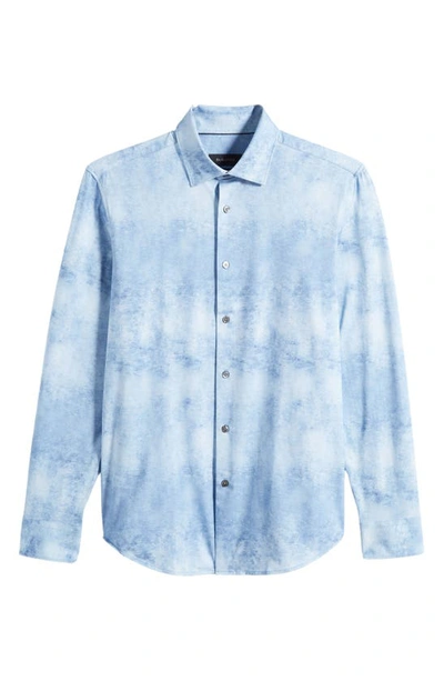 Bugatchi James Ooohcotton® Airbrush Print Button-up Shirt In Air Blue