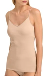 Hanro Seamless Padded Cotton Camisole In Beige