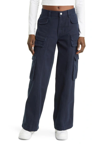 Pacsun Mid Rise Baggy Cargo Pants In Navy Blazer
