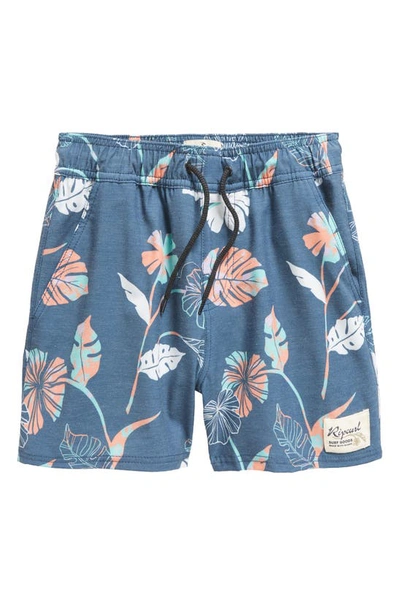 Rip Curl Kids' Mod Tropics Volley Swim Shorts In Washed Navy