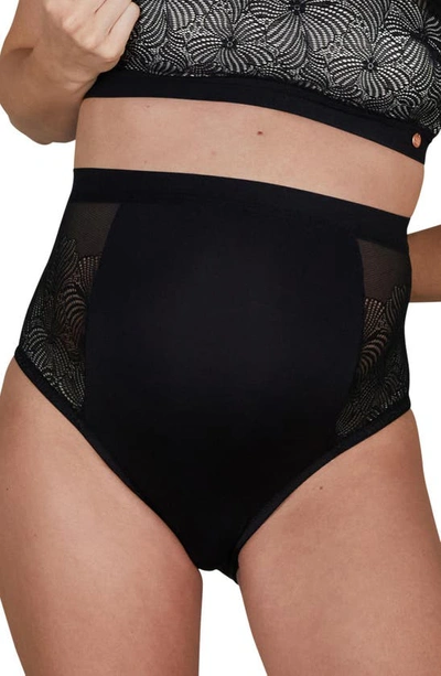 Cache Coeur Dahlia High Waist Lace Trim Maternity Briefs In Black