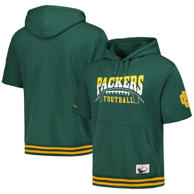 Mitchell & Ness Men's  Green Green Bay Packers Pre-game Short Sleeve Pullover Hoodie