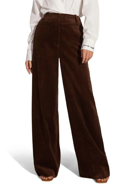 Favorite Daughter The Lana High Waist Wide Leg Corduroy Trousers In Brown