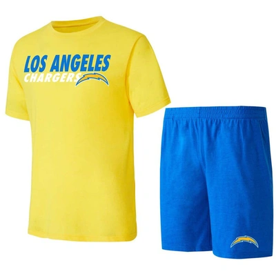 Concepts Sport Powder Blue/gold Los Angeles Chargers Meter T-shirt & Shorts Sleep Set