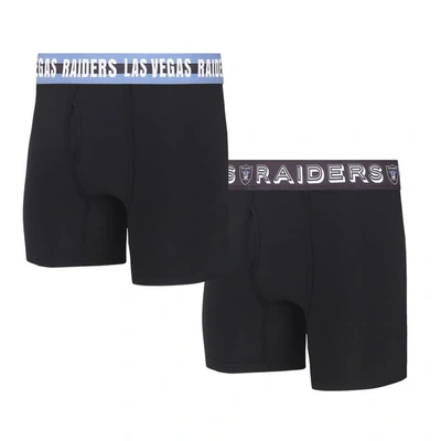Concepts Sport Las Vegas Raiders Gauge Knit Boxer Brief Two-pack In Black