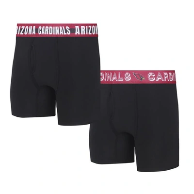 Concepts Sport Arizona Cardinals Gauge Knit Boxer Brief Two-pack In Black