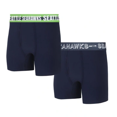 Concepts Sport Seattle Seahawks Gauge Knit Boxer Brief Two-pack In Navy