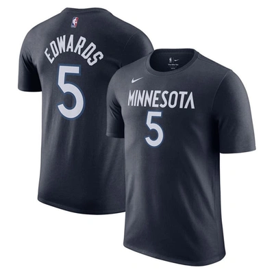 Nike Men's  Anthony Edwards Navy Minnesota Timberwolves Icon 2022/23 Name And Number T-shirt