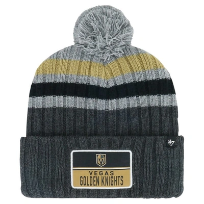47 ' Gray Vegas Golden Knights Stack Patch Cuffed Knit Hat With Pom