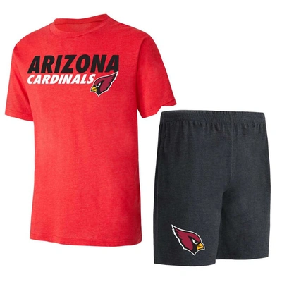 Concepts Sport Men's  Black, Cardinal Arizona Cardinals Meter T-shirt And Shorts Sleep Set In Black,cardinal