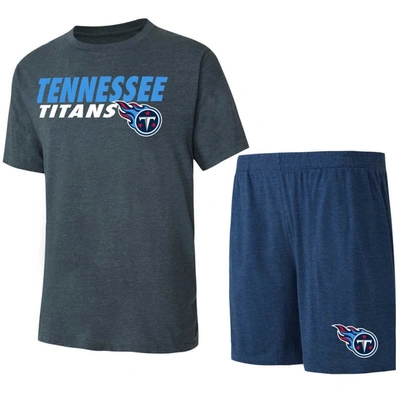 Concepts Sport Navy/charcoal Tennessee Titans Meter T-shirt & Shorts Sleep Set