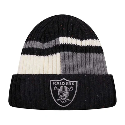 Pro Standard Black/white Las Vegas Raiders Speckled Cuffed Knit Hat