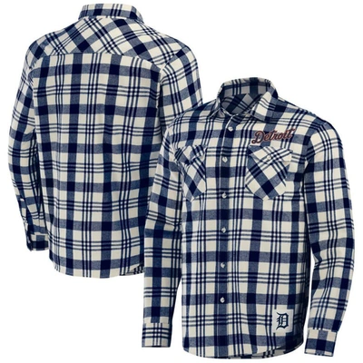 Darius Rucker Collection By Fanatics Navy Detroit Tigers Plaid Flannel Button-up Shirt