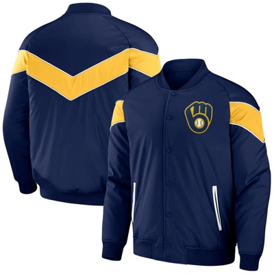 Darius Rucker Collection By Fanatics Navy Milwaukee Brewers Baseball Raglan Full-snap Jacket