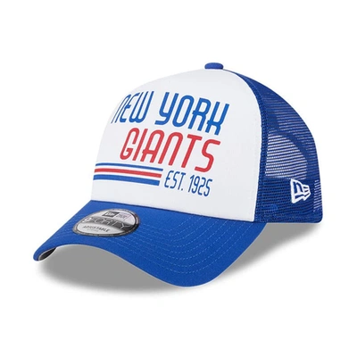 New Era Men's  White, Royal New York Giants Stacked A-frame Trucker 9forty Adjustable Hat In White,royal