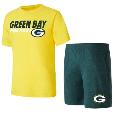 Concepts Sport Green/gold Green Bay Packers Meter T-shirt & Shorts Sleep Set