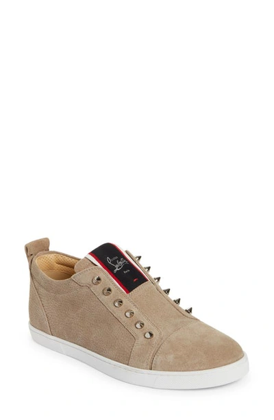 Christian Louboutin F.a.v Fique A Vontade Suede Low Top Sneaker In F702 Saharienne