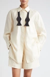 Max Mara Marea Oversize Button-up Shirt With Bow Tie In White
