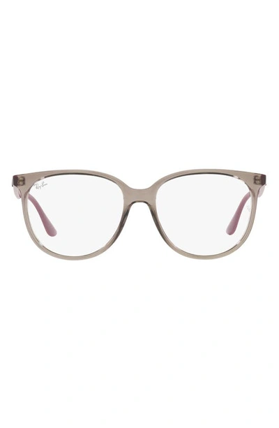 Ray Ban 52mm Square Optical Glasses In Transparent Grey