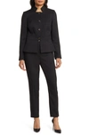 Tahari Asl Stand Collar Jacket & Pants In Black