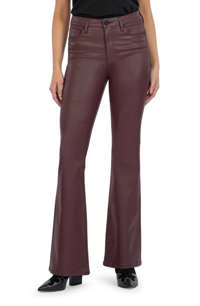 Kut From The Kloth Ana Fab Ab Coated High Waist Flare Jeans In Bordeaux