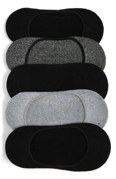 Nordstrom Pillow Sole 5-pack No Show Socks In Grey Heather -black