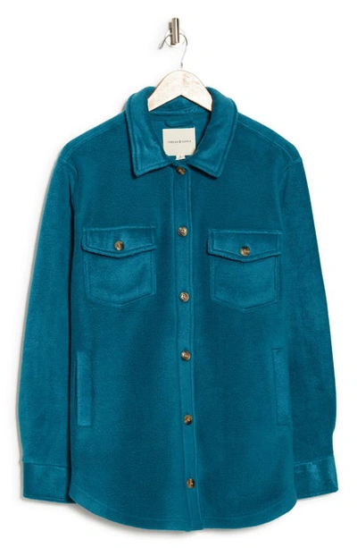 Thread & Supply Polar Fleece Shacket In Teal