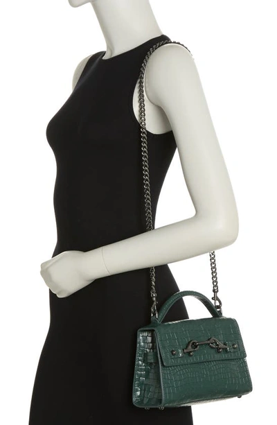 Rebecca Minkoff Lou Croc Embossed Top-handle Bag In Bottle Green
