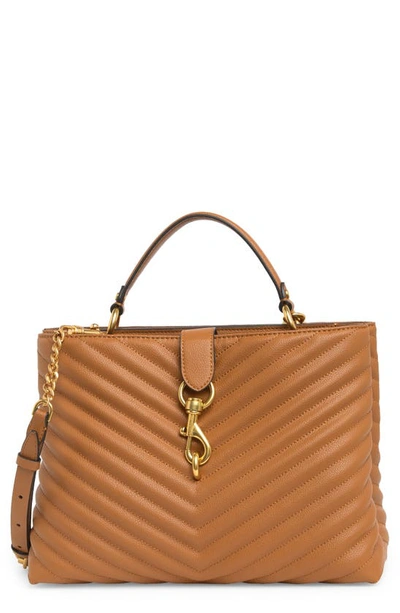 Rebecca Minkoff Edie Top Handle Large Leather Satchel In Caramello