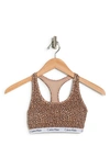 Calvin Klein Carousel Racerback Bralette In Mini Cheetah Print