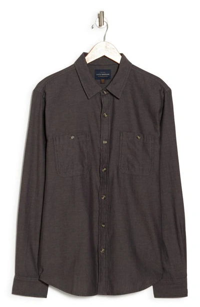 Lucky Brand Grom Mason Solid Button-up Shirt In Jet Black/ Gargoyle