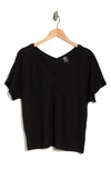Bobeau V-neck Short Sleeve Piqué T-shirt In Black