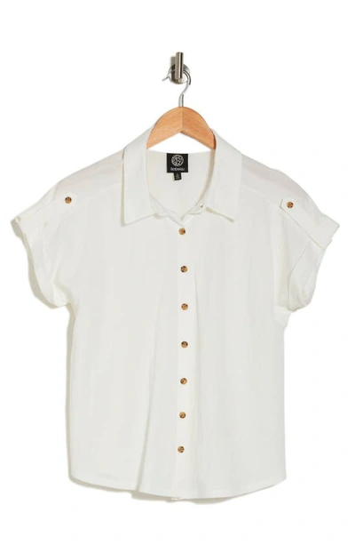 Bobeau Short Sleeve Button-up Shirt In White