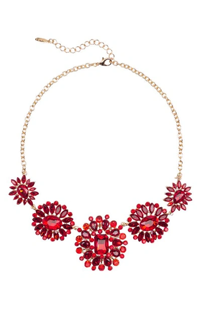 Tasha Crystal Medallion Collar Necklace In Red