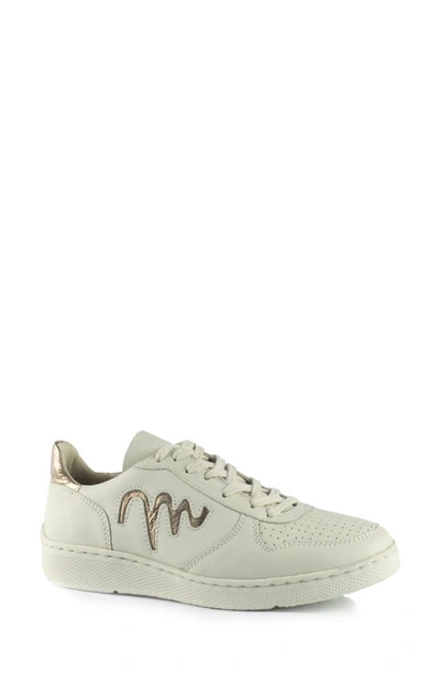 Sandro Moscoloni Perforated Low Top Sneaker In White/ Gold