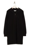 Wayf Long Sleeve Half-zip Sweater Dress In Black